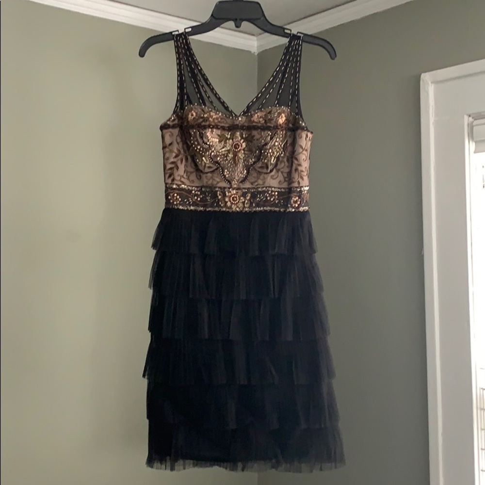 Sue Wong metallic black embellished dress